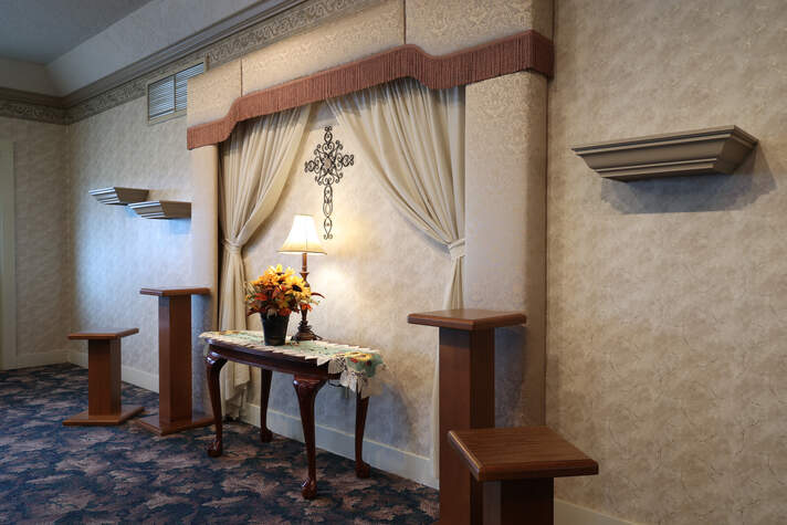 Photo of funeral home reception area