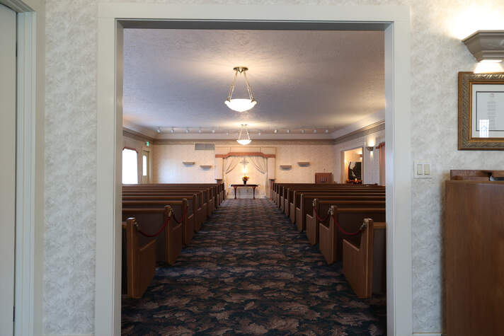 Photo of funeral home reception area