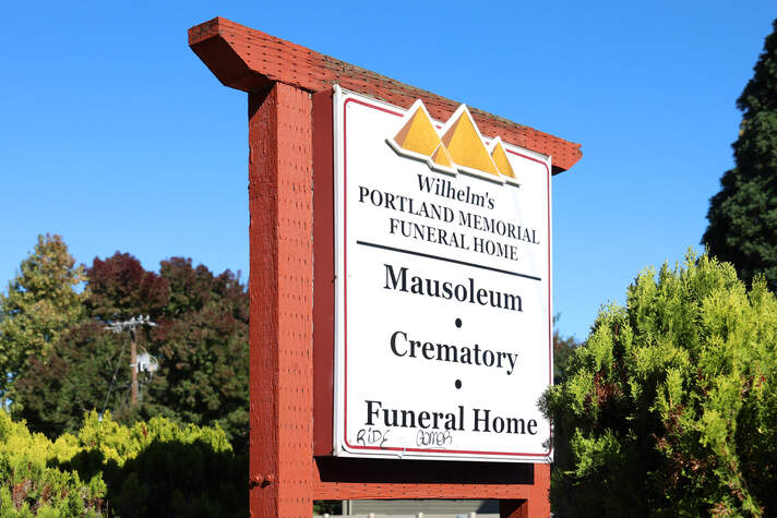 Photo of Wilhelm's Portland Memorial Funeral Home in Oregon, sign