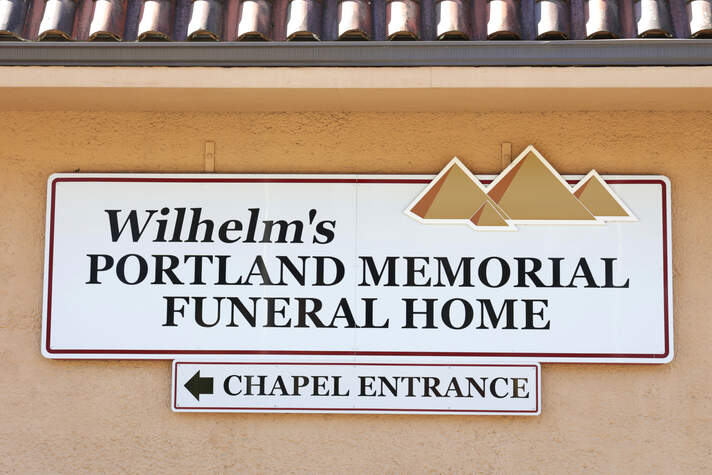 Photo of Wilhelm's Portland Memorial Funeral Home in Oregon, sign