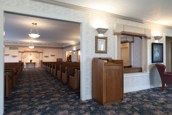 Photo of funeral home reception area