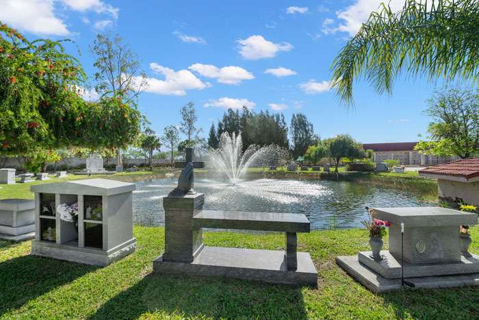 cemetery with fountain