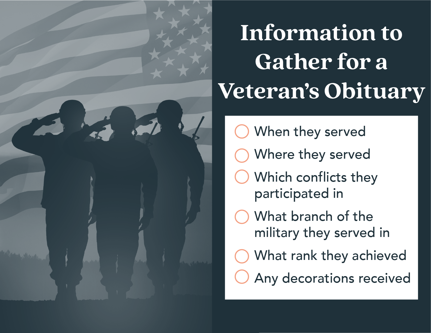 Information to Gather for a Veteran's Obituary