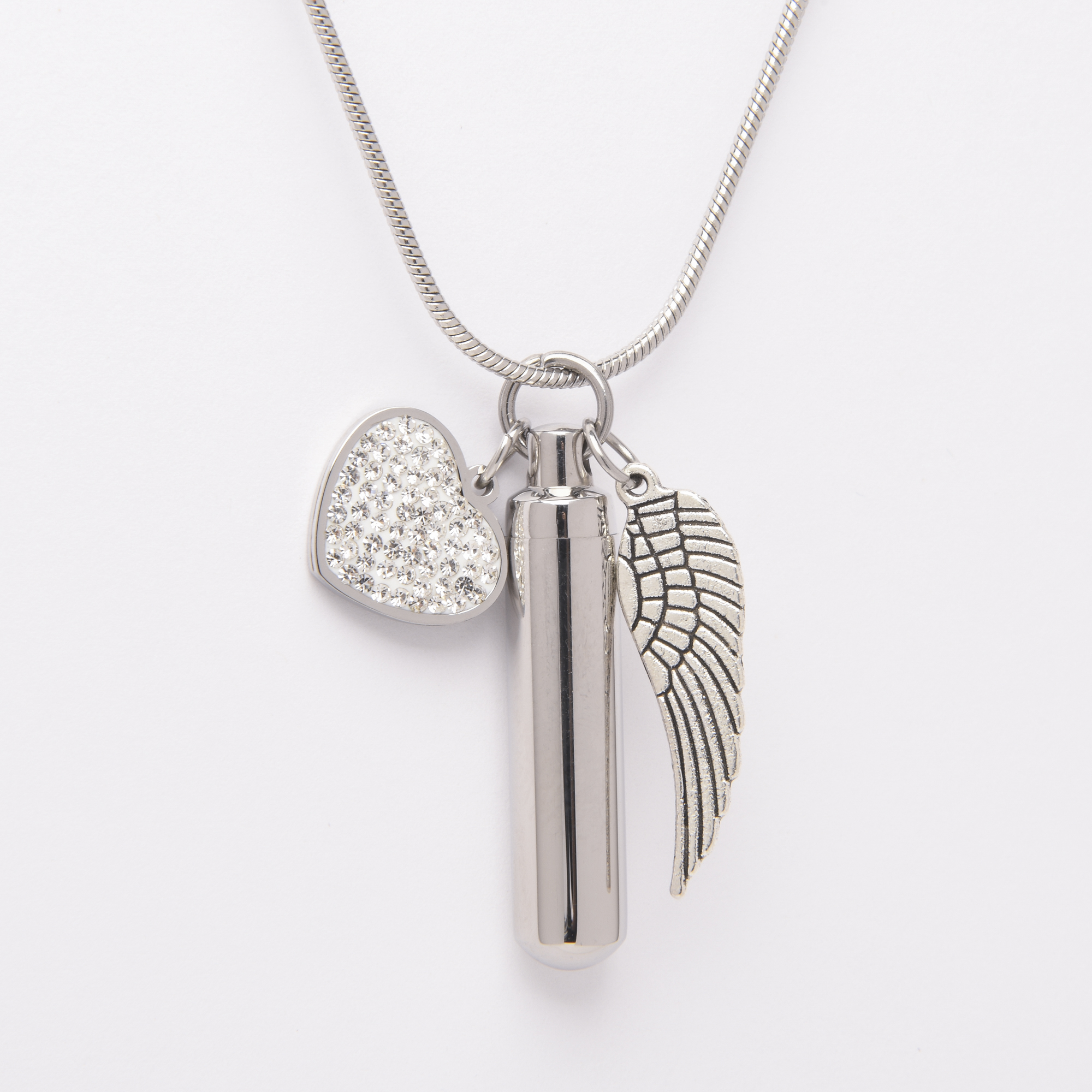 Angel wing cremation necklace top